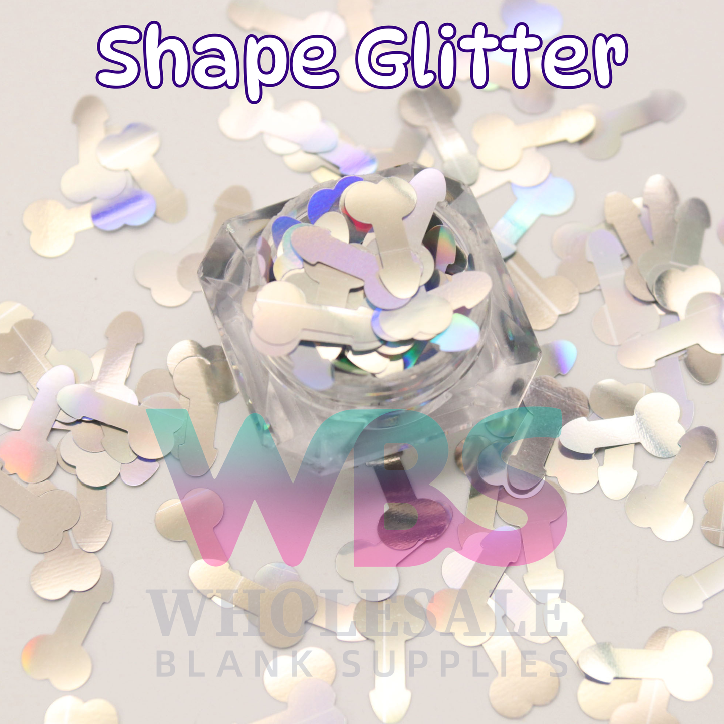 Shapes Glitter | Silver Holographic Penis Dick Dicks