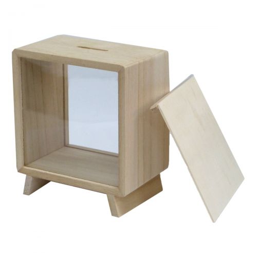 BULK BUYS TV Money Box Wooden  12 x 8 x 14cm